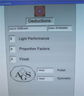 Measuring Hearts and Arrows diamond with Angular Spectrum Evaluation Tool (ASET) computer input screen